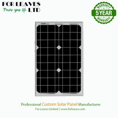 Maßgeschneidertes kleines monokristallines Photovoltaik-Solarmodul mit 20 W und 18 V